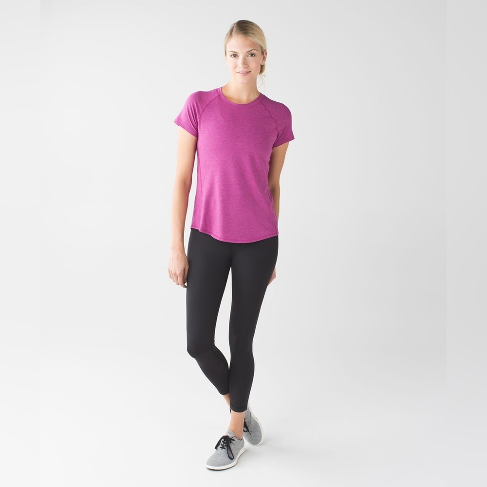 Lululemon Anahatasana Short Sleeve Tee Heathered Sapphire Blue - Picture 9 of 11